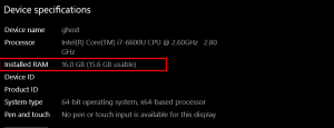 RAM installée sur Windows